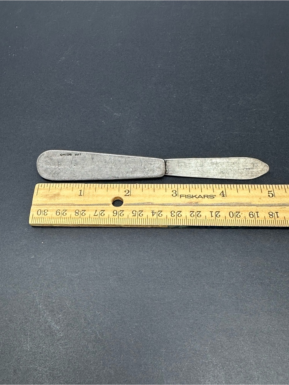 Vintage 1977 Metzke USA Pewter Three Blind Mice Cheese Knife Spreader 5”‎ A1 - Picture 3 of 4
